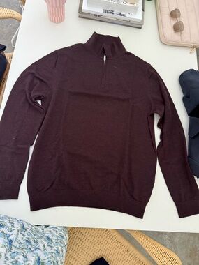 Reiss Men's Half-Zip Sweater in Wine